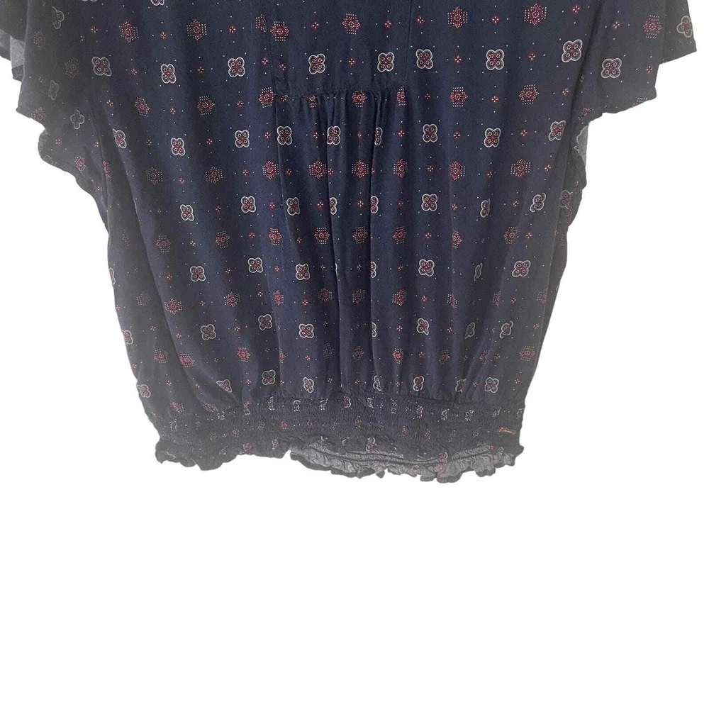 Tommy Hilfiger Size Medium‎ Red White Blue Paisley Blouse 4th of July